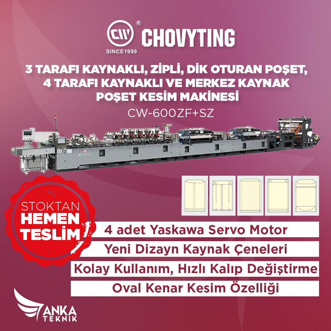 CHOVYTING - CW-600ZF+SZ Merkez ve Alt Kaynak Poşet Kesim Makinesi