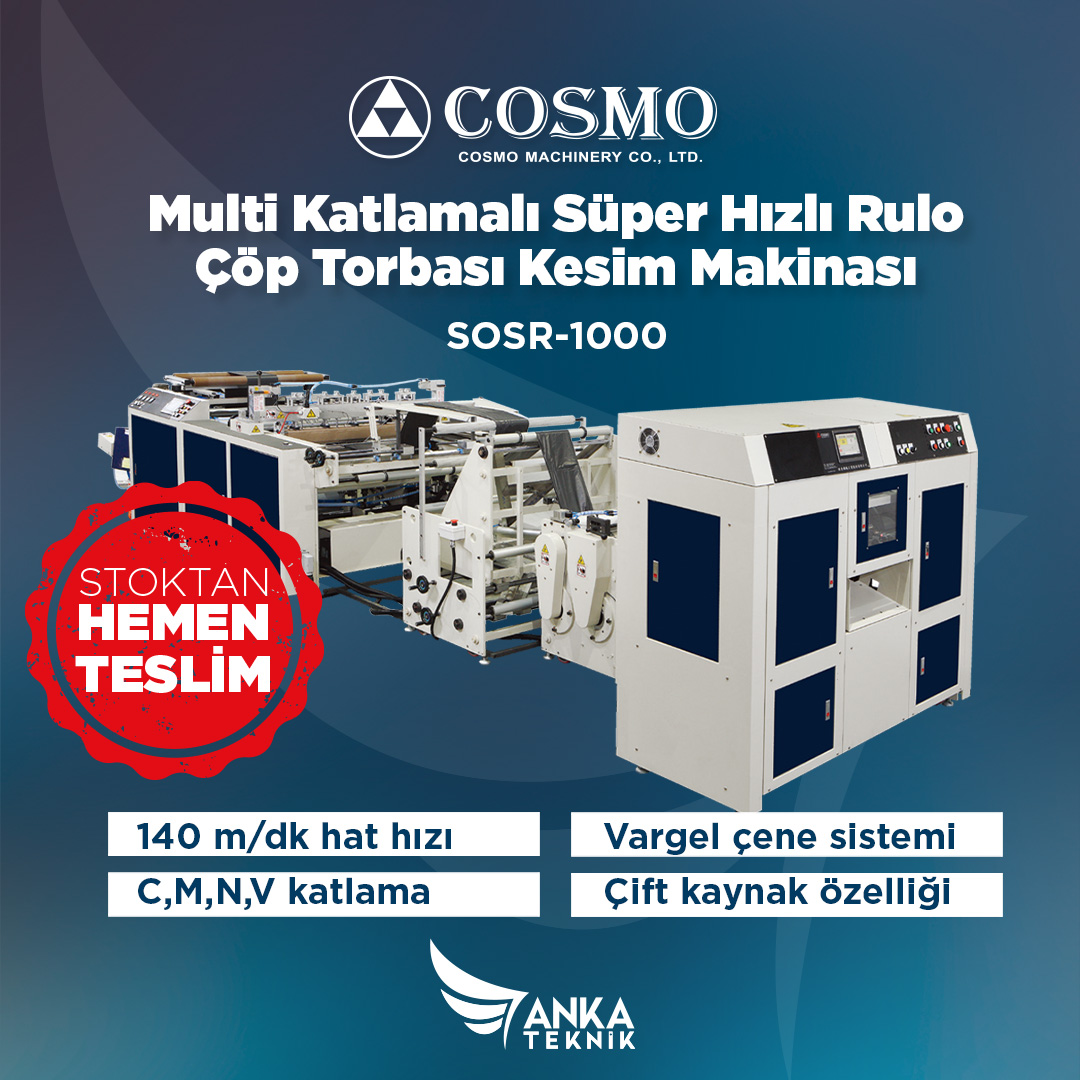 STOKTAN HEMEN TESLİM COSMO RULO ÇÖP TORBASI MAKİNELERİ